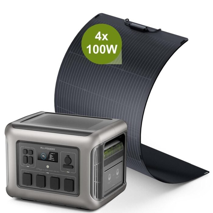 ALLPOWERS Solar Generator Kit 2500W (R2500 + SF100 100W Flexible Solar Panel)