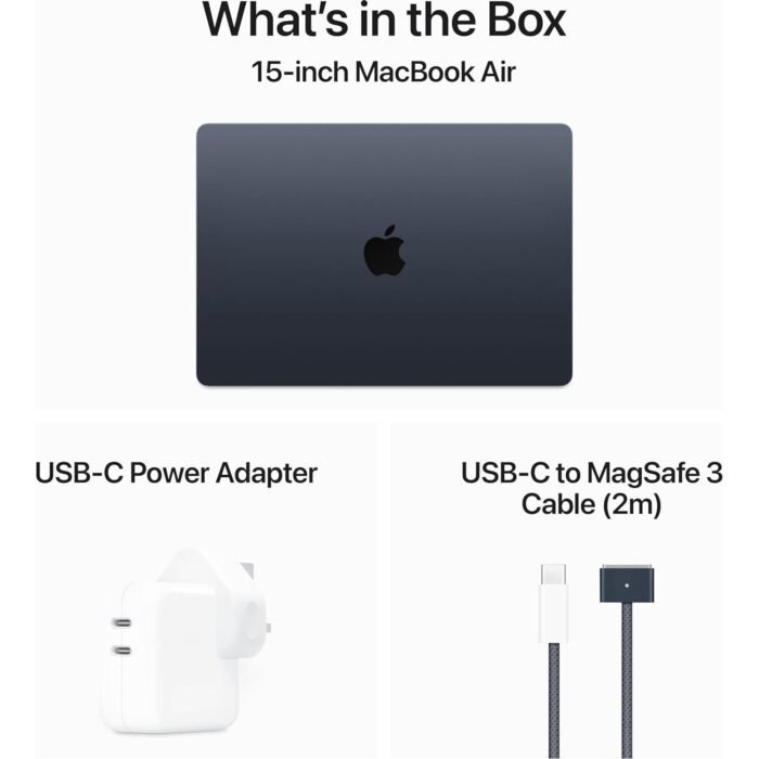 Apple 2024 MacBook Air 15" - M3 Chip, 15.3" Liquid Retina Display, 16GB RAM, 512GB SSD, Touch ID, Midnight