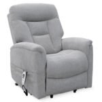 Corinthia Riser Recliner with Heat and Massage - Light Grey Chenille Fabric