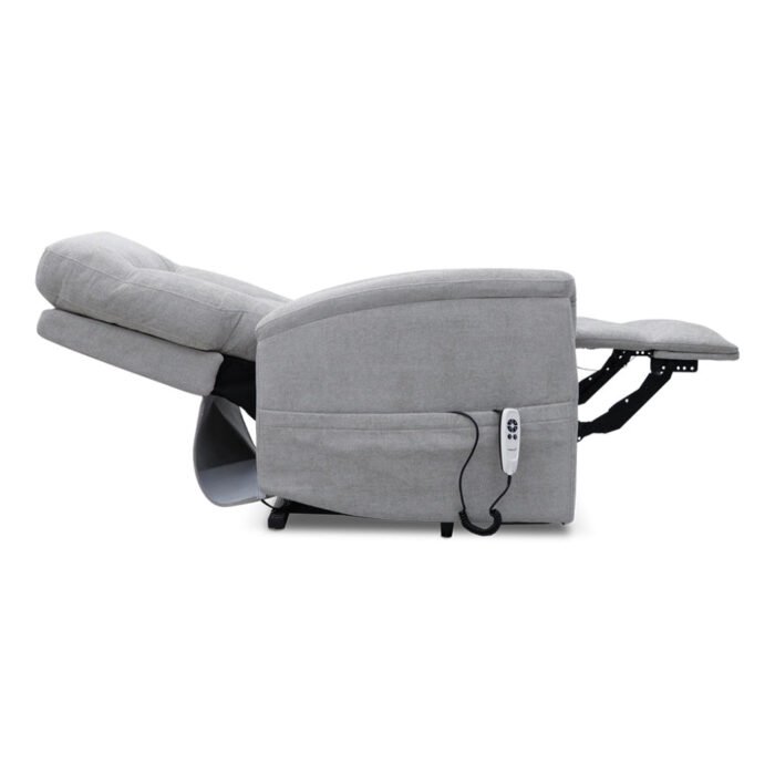 Corinthia Riser Recliner with Heat and Massage - Light Grey Chenille Fabric