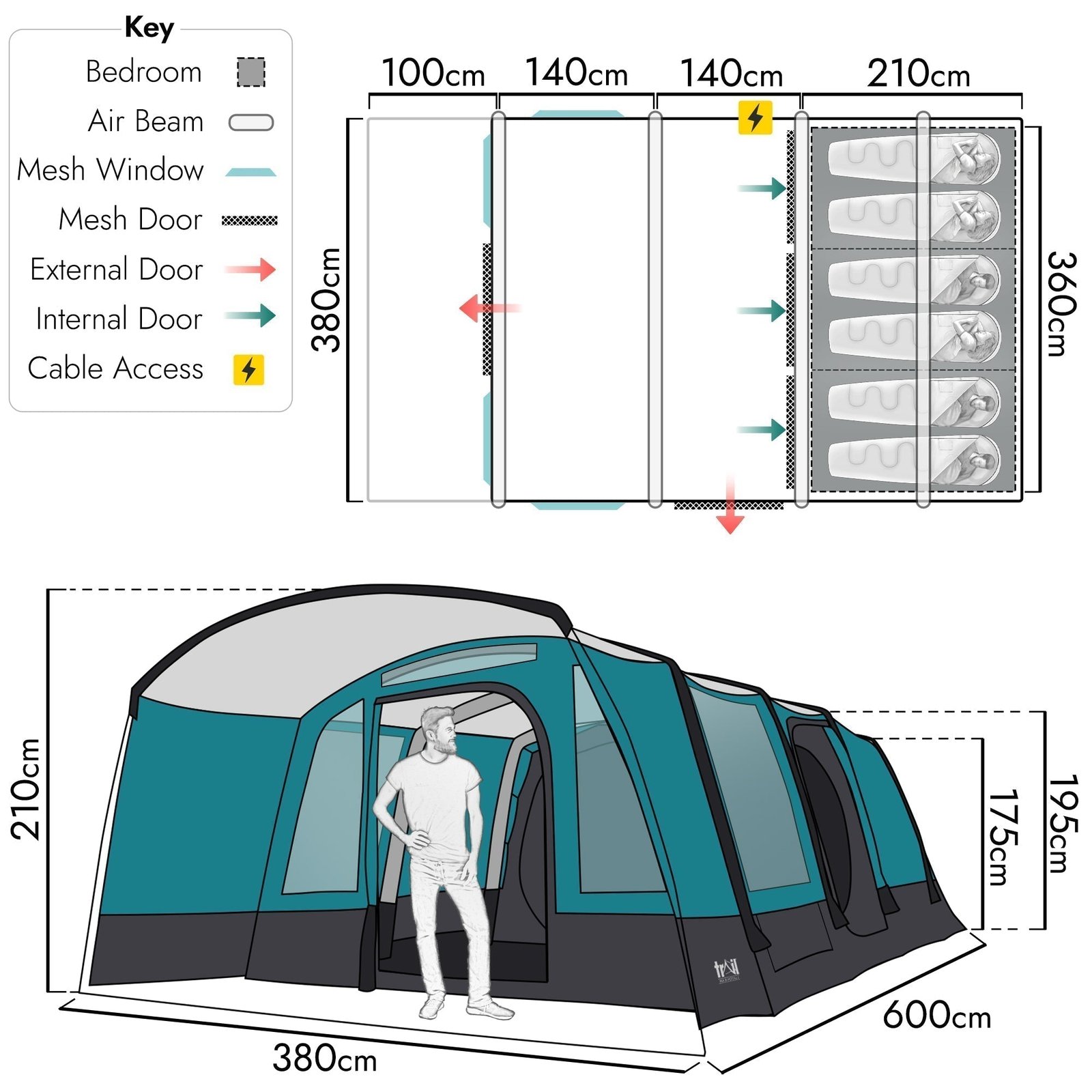 Luxton 6 Man Air Tent 5000mm