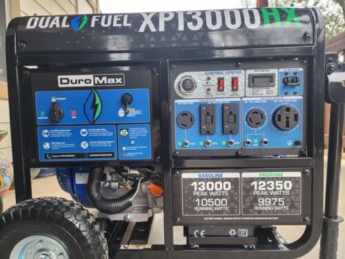 Click to view full screen DuroMax XP13000HX 13,000 Watt Portable Dual Fuel Gas Propane CO Alert Generator photo review