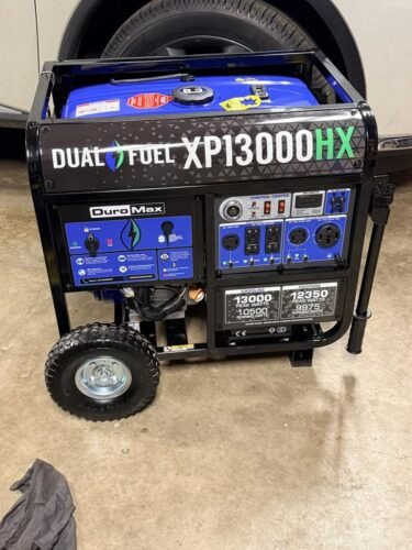 Click to view full screen DuroMax XP13000HX 13,000 Watt Portable Dual Fuel Gas Propane CO Alert Generator photo review
